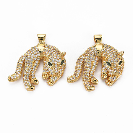 Brass Micro Pave Clear Cubic Zirconia Pendants ZIRC-N039-199-NF-1