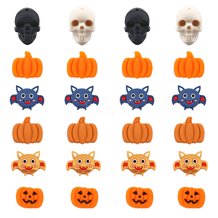 CHGCRAFT 8 Style Halloween Theme Food Grade Eco-Friendly Silicone Beads SIL-CA0001-68-1