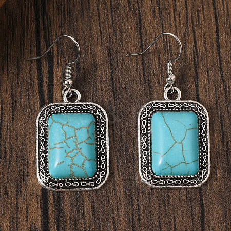 Bohemian Retro Style Synthetic Turquoise & Alloy Dangle Earrings WGF64B3-01-1