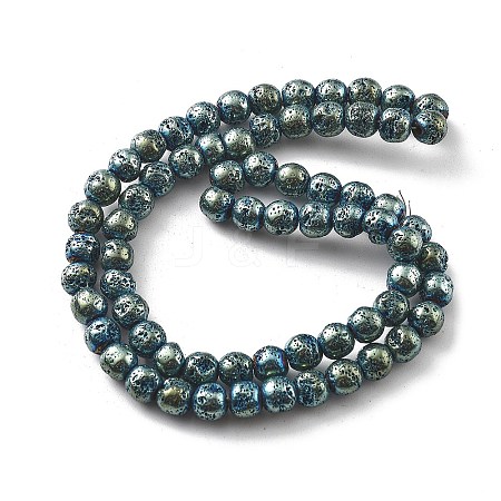 Electroplated Natural Lava Rock Beads Strands G-A251-B01-01B-1