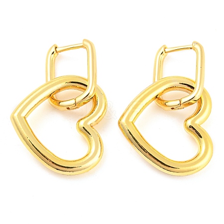 Rack Plating Brass Heart Dangle Hoop Earrings EJEW-K245-32G-1