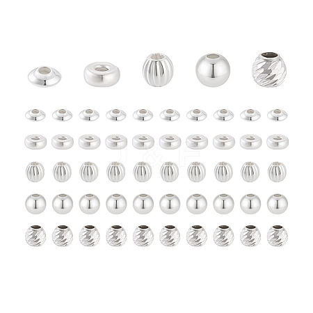 60Pcs 5 Styles 925 Sterling Silver Spacer Beads STER-PH0003-85-1