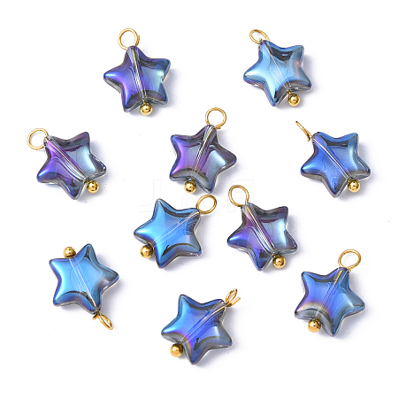 10Pcs Glass Pendants PALLOY-YW00065-03-1