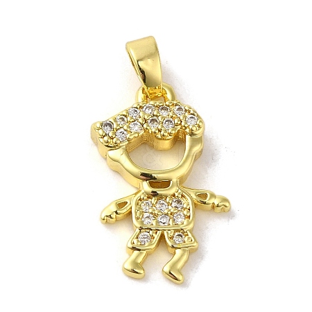 Rack Plating Brass Micro Pave CLear Cubic Zirconia Pendants KK-C053-08G-1