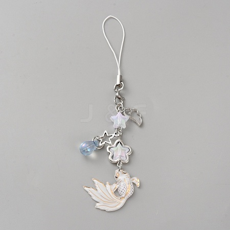 Fish Alloy Acrylic Mobile Straps HJEW-WH0036-125A-1