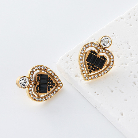 304 Stainless Steel Rhinestone Stud Earrings for Women PM4450-3-1