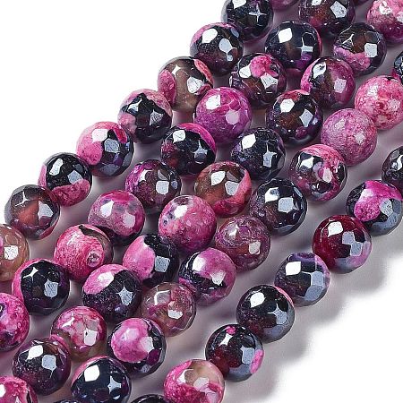 Electroplate Natural Fire Crackle Agate Beads Strands G-G0006-A01-07-1