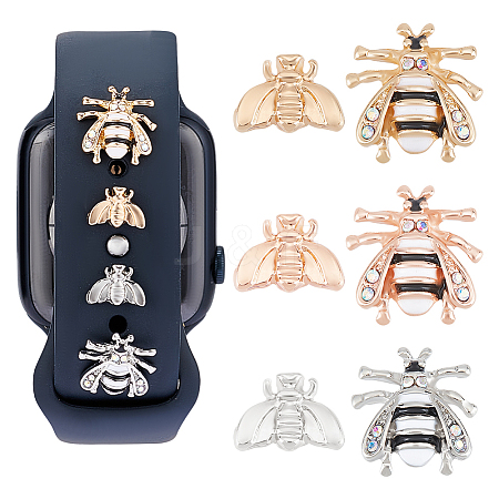 Unicraftale 6Pcs 6 Styles Bees Zinc Alloy with Enamel Watch Band Studs FIND-UN0003-39-1