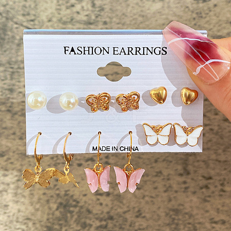 Alloy & Plastic Pearl Earring Sets WG17A46-23-1