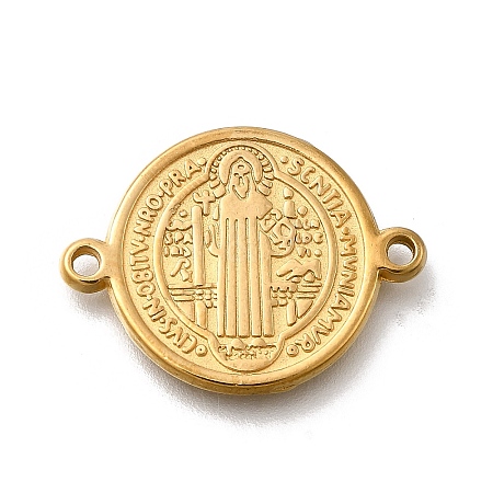 304 Stainless Steel Saint Benedict Medal Cross Connector Charms STAS-C119-12G-1