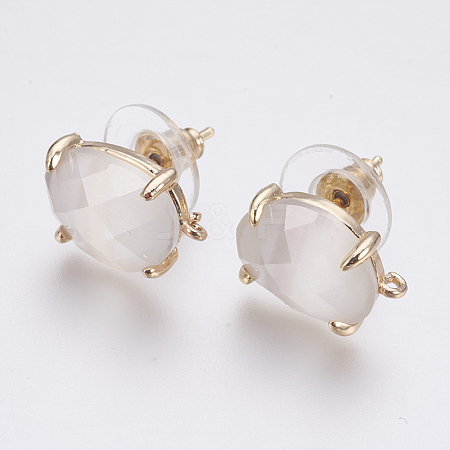 Faceted Glass Stud Earring Findings X-GLAA-F084-A07-1