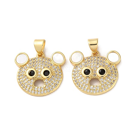 Brass Micro Pave Clear Cubic Zirconia Pendants KK-B083-40C-G-1