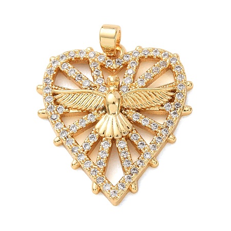 Brass Micro Pave Clear Cubic Zirconia Pendants KK-C264-17C-G-1
