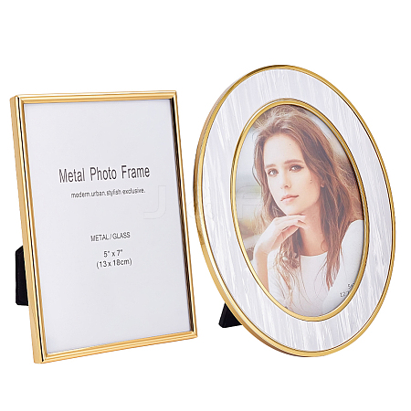 2Pcs 2 Styles Glass & Iron & Aluminum Photo Frame Stands AJEW-OC0005-83-1