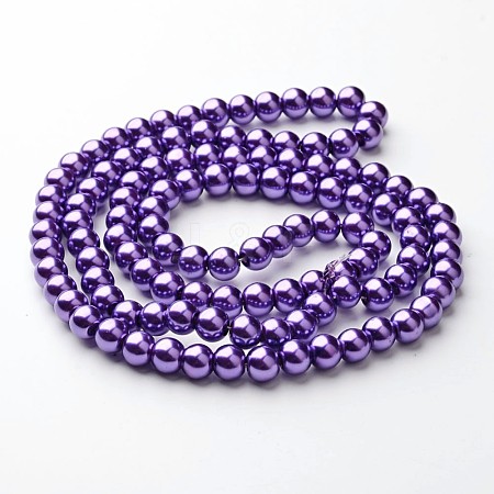 Round Glass Pearl Beads Strands X-JPS8MMY-75-1