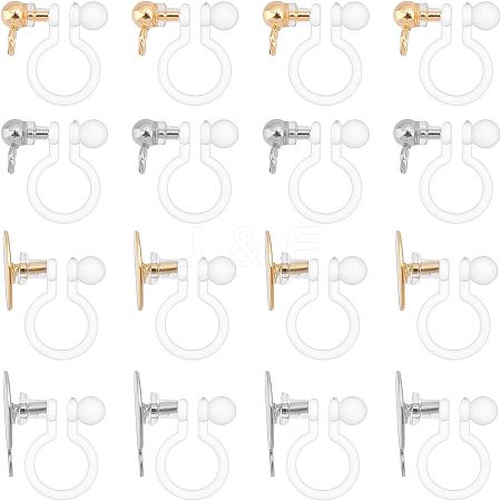 Unicraftale 32Pcs 4 Style 304 Stainless Steel & Plastic Clip-on Earring Findings STAS-UN0037-98-1