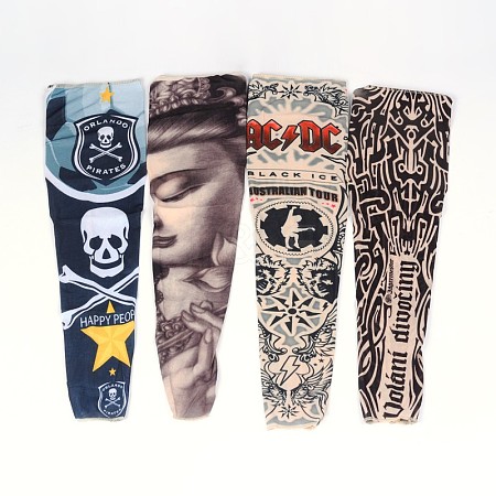 Nylon & Spandex Elastic Fake Temporary Tattoo Seamed Sleeve Body Arm Stockings Cool Designs for Men AJEW-L043-M-1