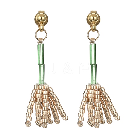 MIYUKI Delica Beaded Broom Dangle Stud Earrings EJEW-MZ00095-1