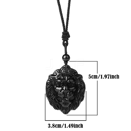 Natural Obsidian Pendant Necklace for Men PW-WG33725-10-1