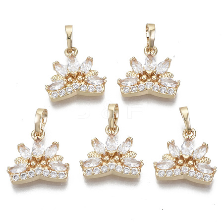 Brass Micro Cubic Zirconia Charms KK-N235-031A-1