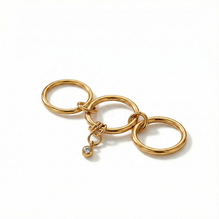 304 Stainless Steel & Clear Cubic Zirconia Finger Rings WGBEEB1-01-1
