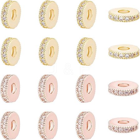 Brass Micro Pave Cubic Zirconia Bead Spacers ZIRC-NB0001-38-1