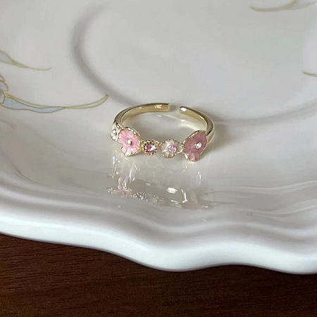 Alloy Enamel with Rhinestone Cuff Open Rings for Women FS-WGC14BE-02-1