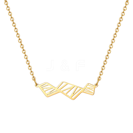Hollow Trapezoid Stainless Steel Pendant Necklaces for Women TK1398-1-1