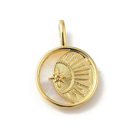 Rack Plating Brass Pave Natural Shell Pendants KK-Z086-01G-1