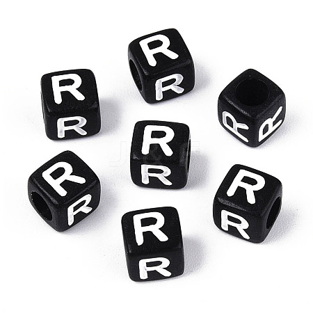 Initial Acrylic Horizontal Hole Beads X-OACR-ZX006-35R-1