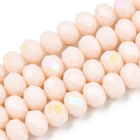 Electroplate Opaque Solid Color Glass Beads Strands EGLA-A034-P6mm-L20-1