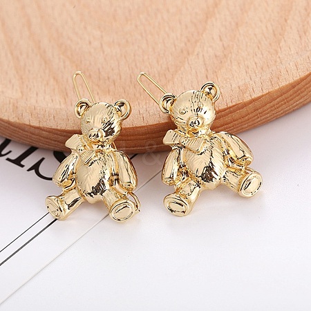 Bear Alloy Hair Barrettes AJEW-A056-03A-G-1