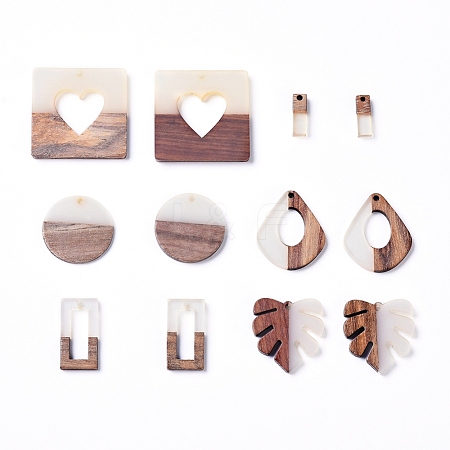 Resin & Walnut Wood Pendants RESI-X0001-19-1