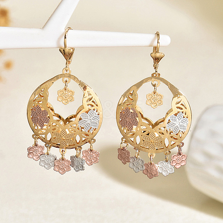 Flat Round Brass Chandelier Earrings OO4723-3-1