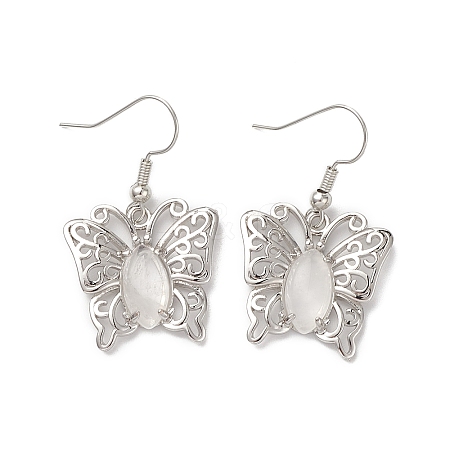 Natural Quartz Crystal Butterfly Dangle Earrings for Women EJEW-E283-01P-05-1