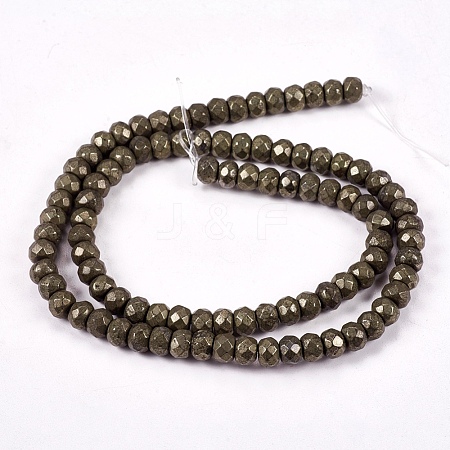 Natural Pyrite Beads Strands G-L051-6x4mm-01-1