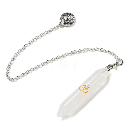 Bullet Natural Quartz Crystal Pointed Dowsing Pendulums AJEW-B106-01AS-07-1