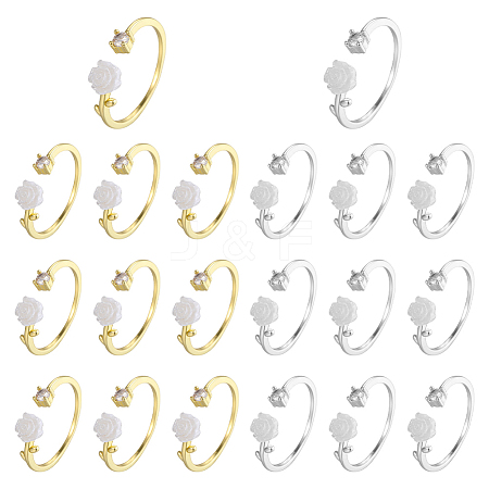 20Pcs 2 Colors Alloy Cuff Rings RJEW-GO0001-09-1