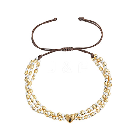 Two Tone Brass Beads Adjustable Bracelets UF8156-3-1