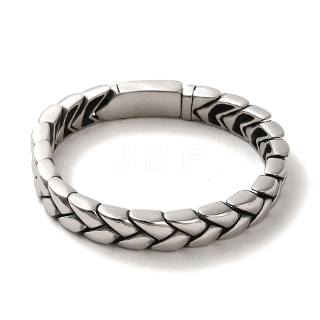 304 Stainless Steel Leaf Link Chain Bracelets for Women Men BJEW-Q341-04AS-1