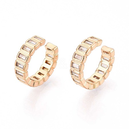 Brass Micro Pave Clear Cubic Zirconia Cuff Earrings EJEW-T047-58G-1