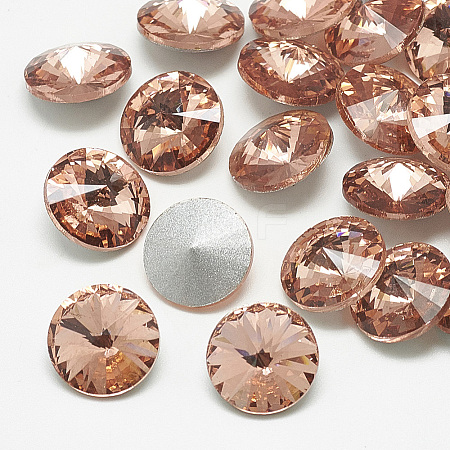 Pointed Back Glass Rhinestone Cabochons X-RGLA-T086-14mm-08-1