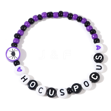 Halloween Acrylic Beads Stretch Bracelets for Women Men QV8903-2-1