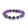 5Pcs Natural Lapis Lazuli(Dyed) & Amethyst & Tiger Eye & Green Aventurine Beads Stretch Bracelets Set BJEW-JB08936-3