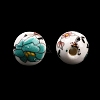 Floral Printed Porcelain Beads X-PORC-Q199-8mm-17-4