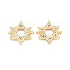 Brass Micro Pave Clear Cubic Zirconia Star of David Links Connector Charms KK-C170-01G-1