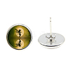 Picture Glass Stud Earrings EJEW-O088-68-2