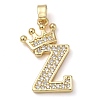 Rack Plating Brass Micro Pave Cubic Zirconia Pendants KK-D535-01Z-RS-1