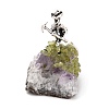 Natural Peridot Cluster & Alloy Miner Model Ornament DJEW-D002-07AS-01-2