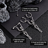 ANATTASOUL 4Pcs 2 Style Titanium Steel Skeleton Skull Dangle Hoop Earrings for Women EJEW-AN0002-52-3